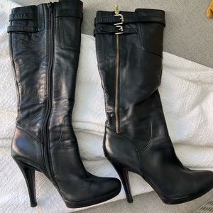 Leather knee high boots